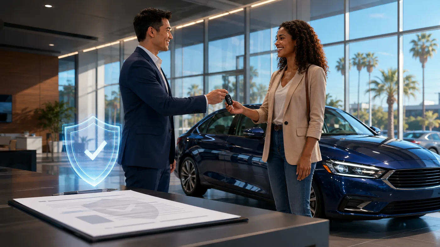 Shopper checking the insurance cost before buying a financed vehicle