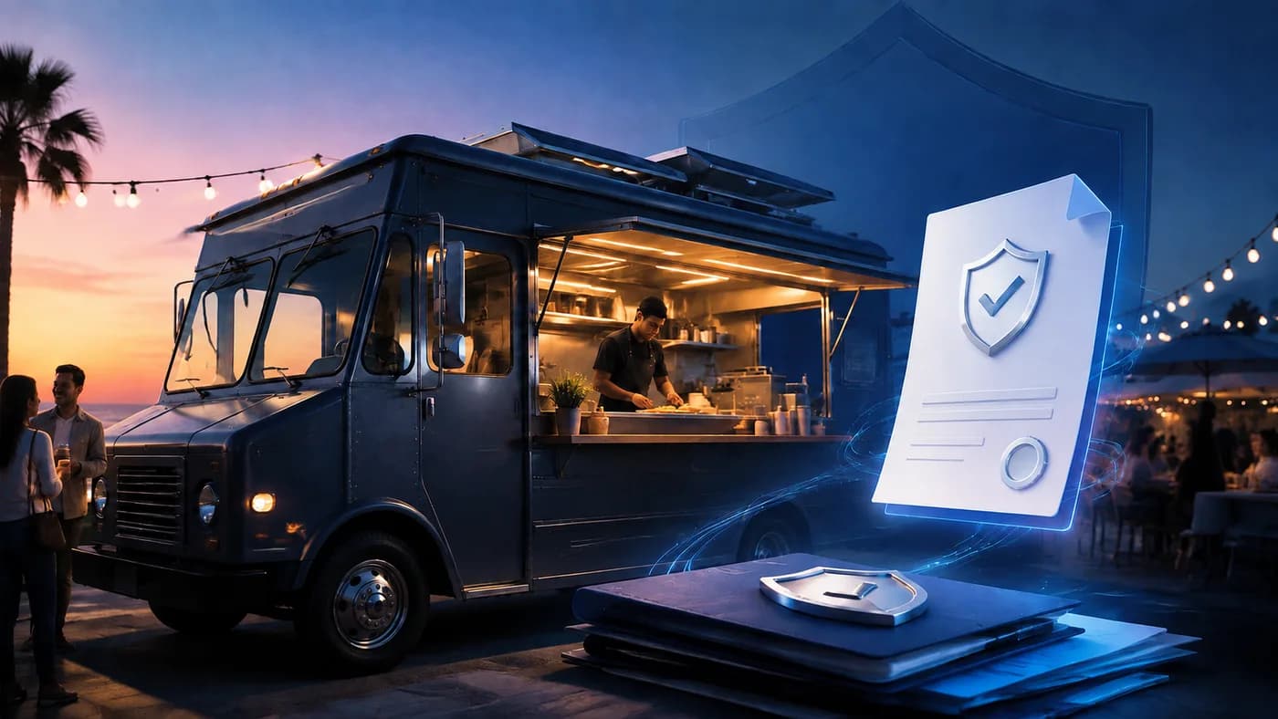 California food truck operating at an event with insurance protection
